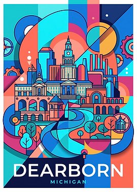 Dearborn Michigan Geometric Cityscape Poster
