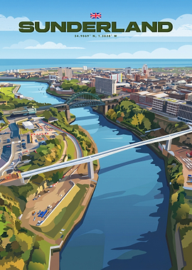 Sunderland Cityscape Travel Poster