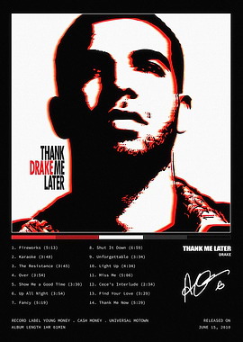 Drake Thank Me Later Album Poster