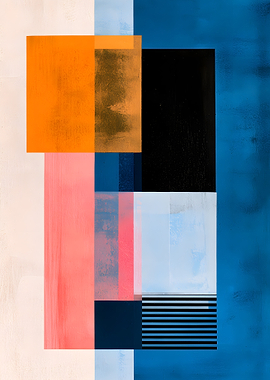 Abstract Geometric Composition in Blue