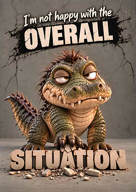 Grumpy Crocodile Funny Poster