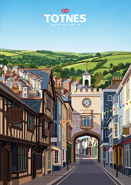 Totnes Town Travel Poster