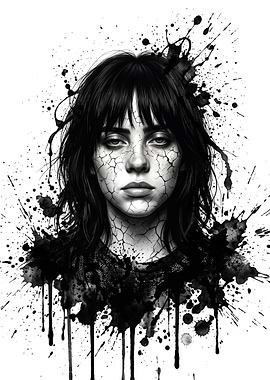 Billie Eilish Ink Splatter Portrait