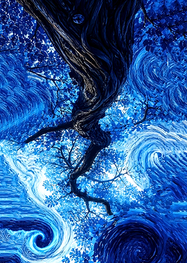 Van Gogh Style Blue Tree