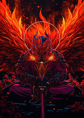 Fiery Samurai Warrior in Meditation