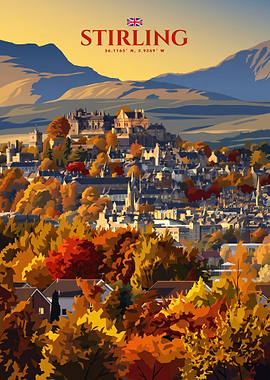 Stirling Scotland Autumn Travel Poster