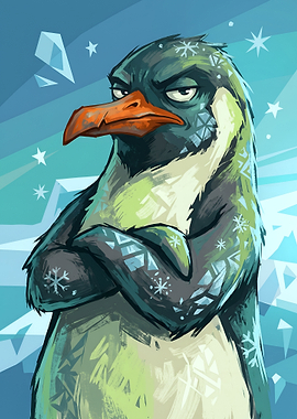 Grumpy Penguin Arms Crossed