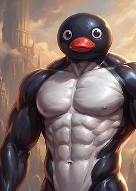 Buff Pingu Bodybuilder Character Art