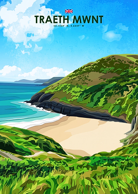 Traeth Mwnt Wales Travel Poster