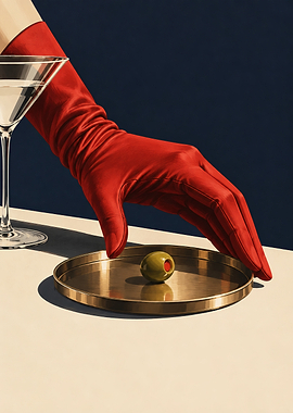 Elegant Hand Reaching for an Olive