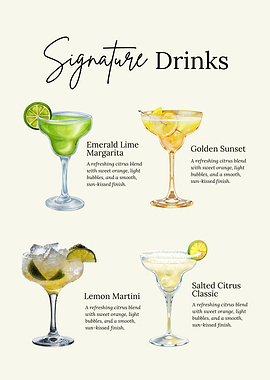 Signature Drinks Menu Illustration