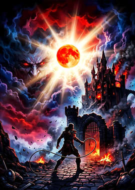 Vampire Hunter Facing Dark Castle