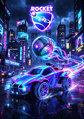 Rocket League Neon City Poster