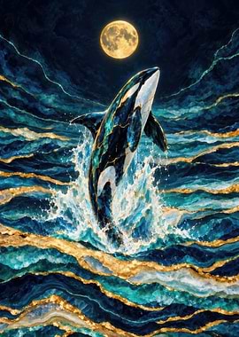 Kintsugi Moon Orca Waves