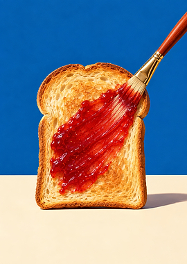 Painting Jam onto Toast