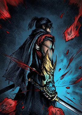 Samurai Warrior with Glowing Katana