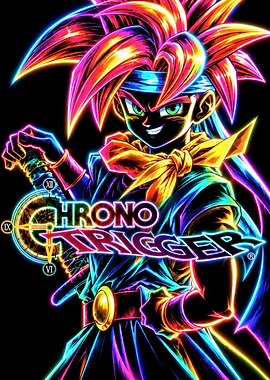 Neon Chrono Trigger Crono Portrait