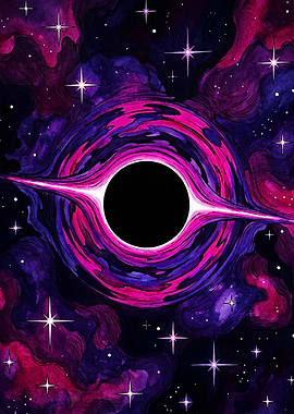 Vibrant Watercolor Black Hole Illustration