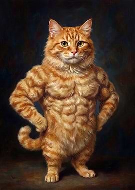 Muscular Orange Tabby Cat Portrait