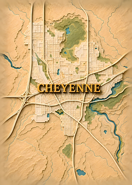 Cheyenne 3D Topo Map Art