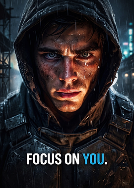 Cyber Hooded Man Gritty Poster