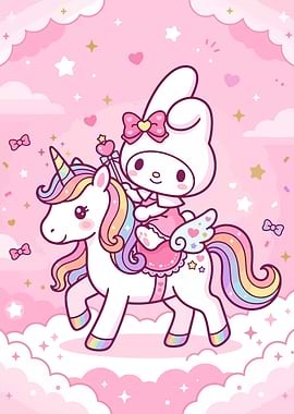 My Melody Riding a Magical Unicorn