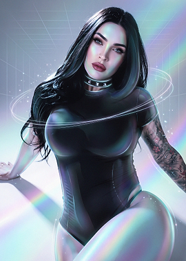 Megan Fox Cyberpunk Style Portrait