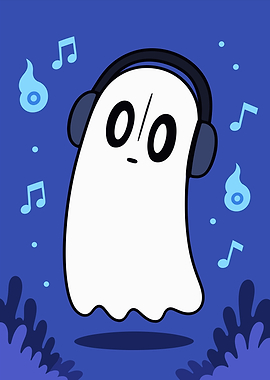 Cute Ghost Listening to Music