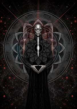 Ethereal Alien Figure in Sacred Geometry