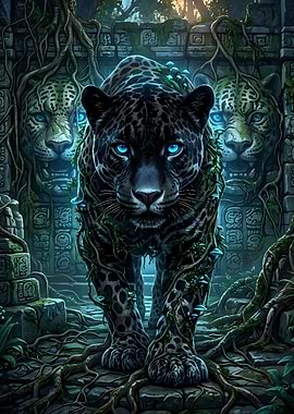 Jaguar Mystical Jaguar in Ancient Ruins