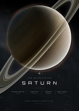 Saturn Solar System Infographic Poster