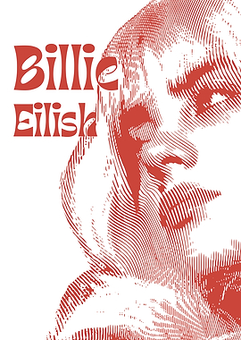 Billie Eilish Red Line Art Poster