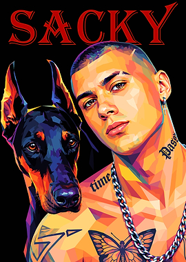 Sacky Portrait with Doberman