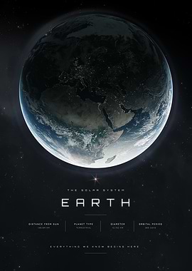 Earth Solar System Educational Poster