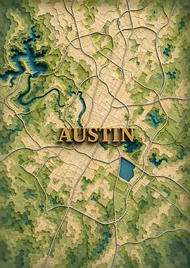 Austin 3D Topo Map Decor