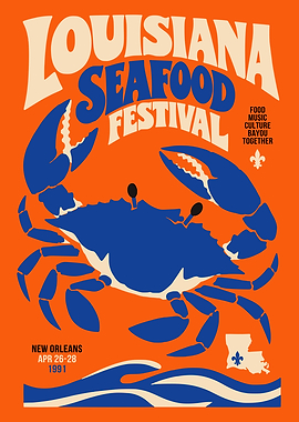 Louisiana Seafood Festival Vintage Poster