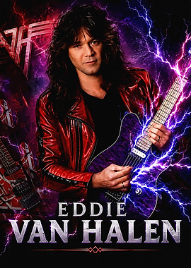 Eddie Van Halen Electric Guitar Poster