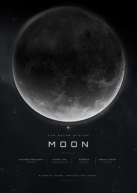 Minimalist Moon Solar System Poster