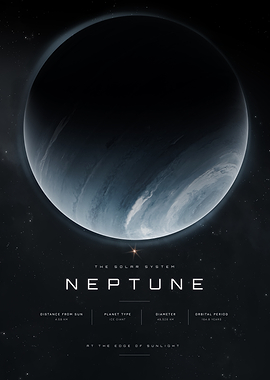 Neptune Solar System Educational Poster