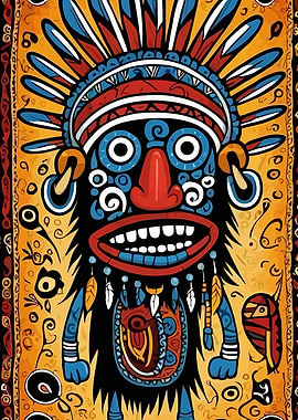 Tribal Totem Mask Illustration