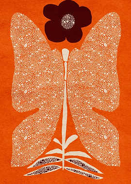 Abstract Butterfly and Flower Illustration