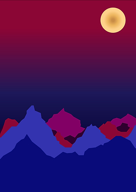 Bisexual Minimalist Mountain Landscape at Night
