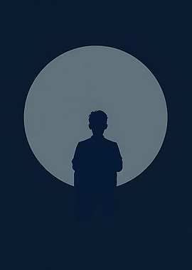 Silhouette of a Person Before Moon