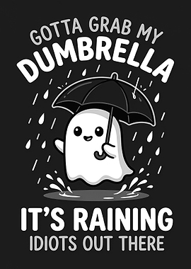 Cute Ghost with Dumbrella Design