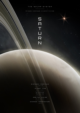 Saturn Solar System Infographic Poster
