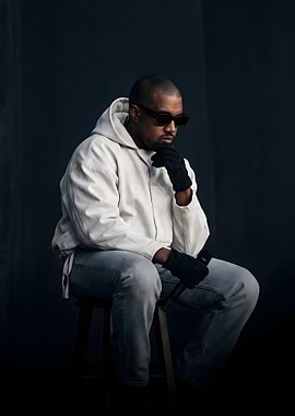 Kanye West Sitting in Studio Portrait