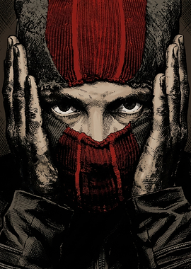 Gritty Vigilante Masked Portrait