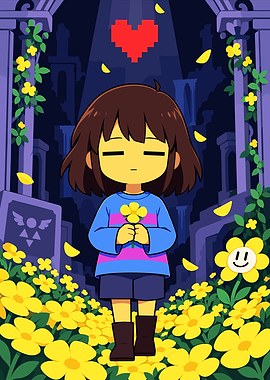 Frisk and Flowey in Undertale