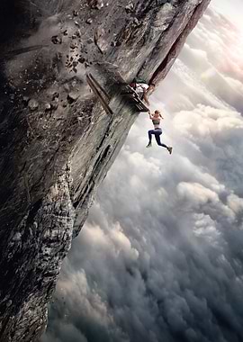 Climber Rescuing Woman on Cliff