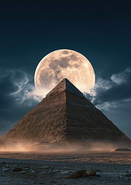 Great Pyramid Under Full Moon